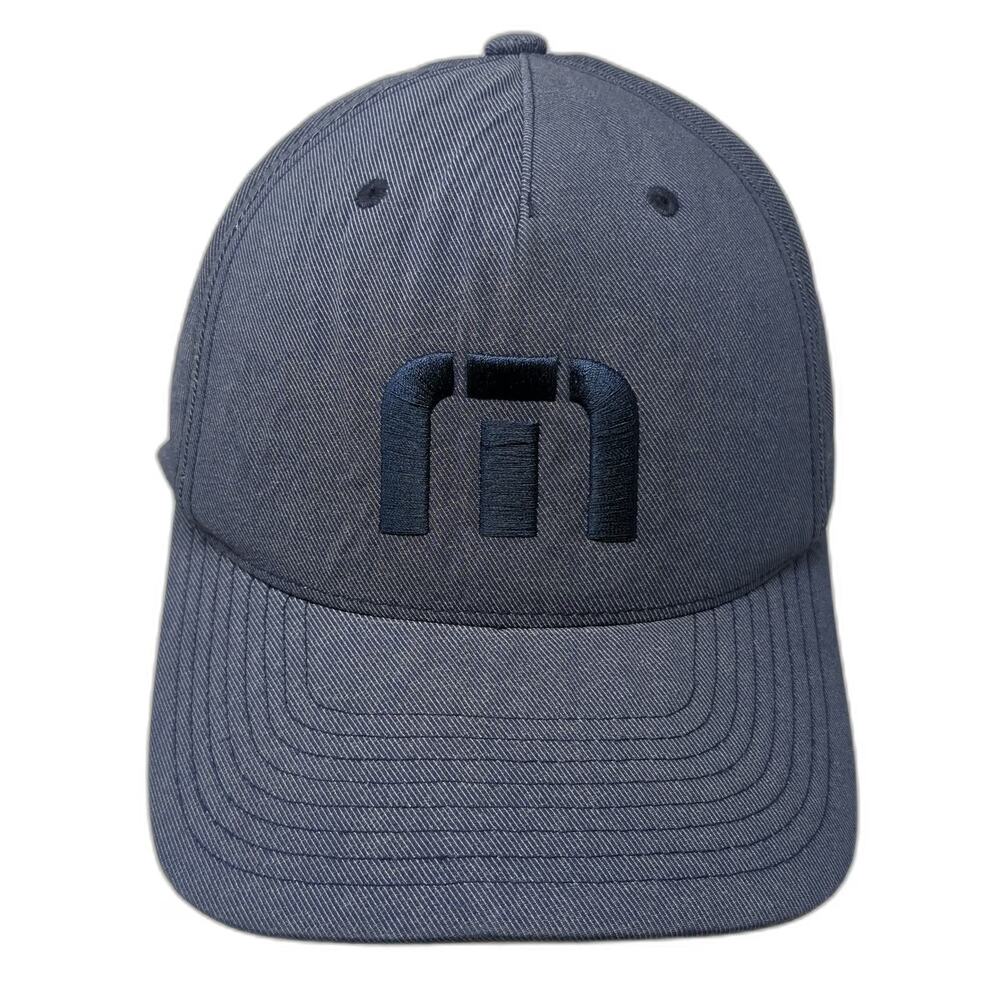 TravisMathew 5 Panel Hat Blue XL Fitted Flexfit Embroidered Logo Curved Brim